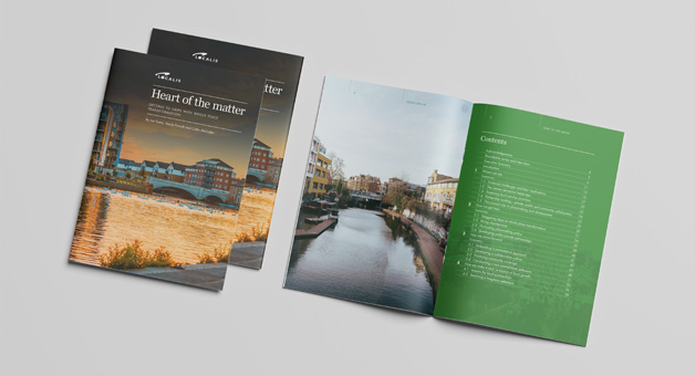 A mock up of the Localis "Heart of the matter" report showing the front cover and the Foreword.
